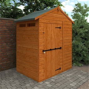 4 x 6 (1.23m x 1.75m) Wooden Tongue and Groove Security Garden APEX Shed (12mm T&G Floor and Roof) (4ft x 6ft) (4x6)