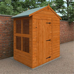 4 x 6 (1.23m x 1.75m) Wooden Tongue and Groove Sunroom (12mm T&G Floor and APEX Roof) (4ft x 6ft) (4x6)