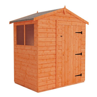 4 x 6 (1.24m x 1.75m) Wooden Tongue and Groove Garden APEX Shed - Single Door (12mm T&G Floor and Roof) (4ft x 6ft) (4x6)