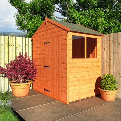 4 x 6 (1.24m x 1.75m) Wooden Tongue and Groove Garden APEX Shed - Single Door (12mm T&G Floor and Roof) (4ft x 6ft) (4x6)