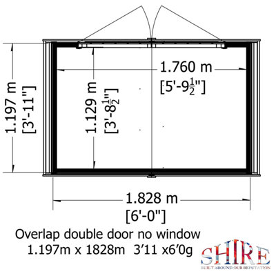4 x 6 Feet Overlap Double Door Garden Shed - Dip Treated - 8