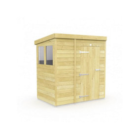 4 x 6 Feet Pent Shed - Double Door With Windows - Wood - L178 x W127 x H201 cm