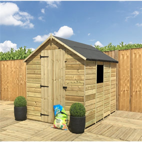 4 x 6 Pressure Treated Tongue And Groove Single Door Apex Wooden Garden Shed - 1 Window (4' x 6') / (4ft x 6ft) (4x6)