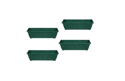 4 x 60cm Slim Plastic Venetian Window Box Trough Planter Pot Green Colour