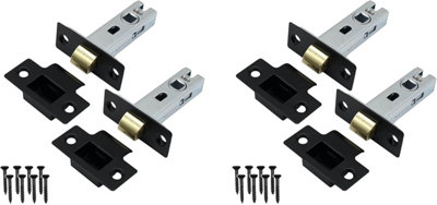 4 x 65mm Matt Black Tubular Latch, Matt Black Finish Premium Mortice Latch