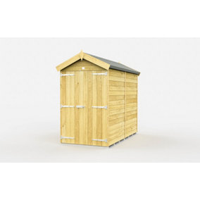 4 x 7 Feet Apex Shed - Double Door Without Windows - Wood - L214 x W118 x H217 cm
