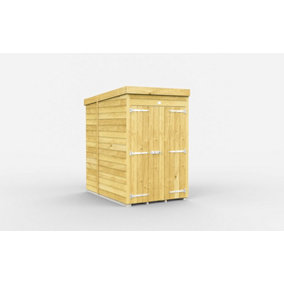 4 x 7 Feet Pent Shed - Double Door Without Windows - Wood - L214 x W127 x H201 cm