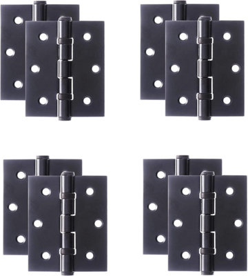 4 x 75mm 3" Matt Black Ball Bearing Hinges for Internal Doors
