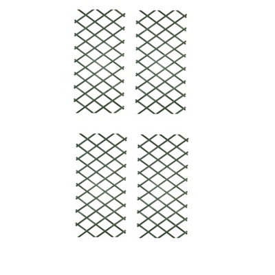 4 x 7mm Heavy Duty Green Expanding Wooden Trellis 1.8m x 0.3m DIY at B&Q