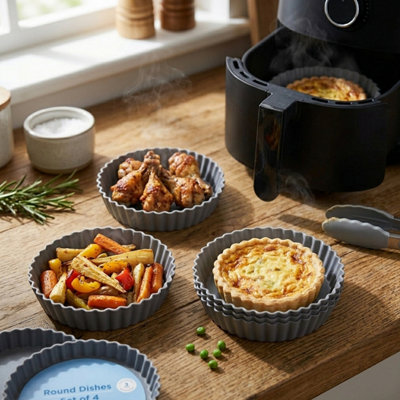 4 x 8.5cm Fluted Lightweight Air Fryer Baking, Cooking & Roasting Non ...