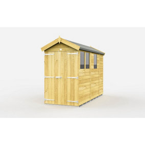 4 x 9 Feet Apex Shed - Double Door With Windows - Wood - L272 x W118 x H217 cm