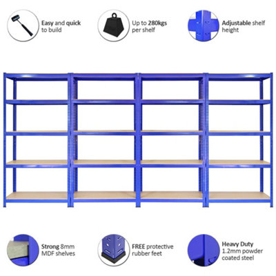 4 x 90cm Blue Storage Racks 4200kg Capacity