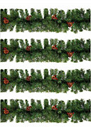 4 x Artificial Christmas Garland Red Berry & Pine Cones Green Garland 2.7M