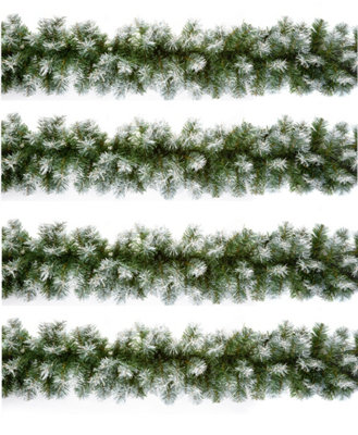 4 x Artificial Christmas Garland Snow Tipped Green Garland Premier Decor 2.7M