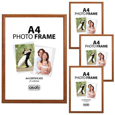 4 x ASAB A4 Photo Frame - LIGHT BROWN WOOD EFFECT