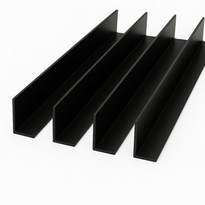 4 x Black 1 Metre UPVC Plastic Rigid Angle 50 x 25mm Corner Cover Trim ...