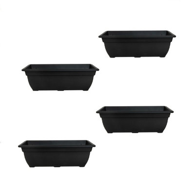 4 x Black Bell Trough Planter 50cm