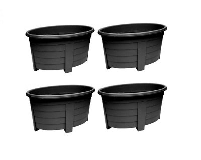 4 x Black Oval Planter Trough 55cm DIY at B&Q