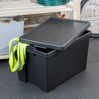 4 x Black recycled plastic 45L Storage Box