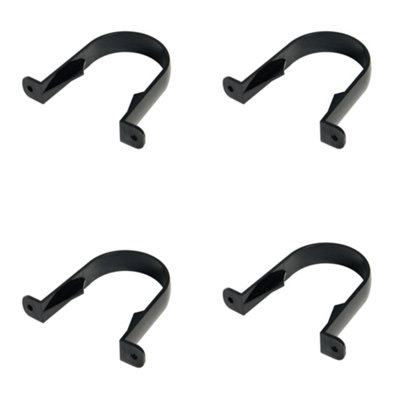 4 x Black Round Downpipe Bracket Clips 68mm | DIY at B&Q