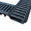 4 x Black Ultra Low Profile Shallow Flow Drain Plastic Grating 50mm Deep x 1m Length x 125mm Width Drainage Channel