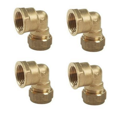 4 x Brass Compression Elbow Bend 15mm x 1/2