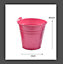 4 x Childs Metal Bucket Planter Zinc Flower Pot Tin Pen Pot Craft Pot Bright Pink