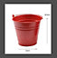 4 x Childs Metal Bucket Planter Zinc Flower Pot Tin Pen Pot Craft Pot Bright Red