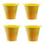 4 x Childs Metal Bucket Planter Zinc Flower Pot Tin Pen Pot Craft Pot Bright Yellow