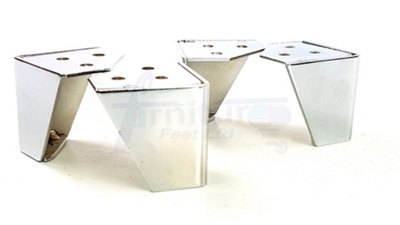 4 x Chrome Furniture Feet 90mm High Self Fixing Metal Legs Sofas Chairs Stools Cabinets PKC382 CWC1014