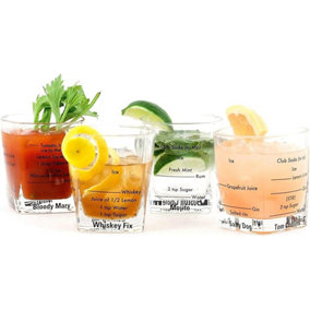 4 x Cocktail Glasses & Cocktail Recipes Cocktail Making Kit Party Drinking Gift Set