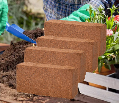 4 x Coco Peat Brick Coir Compost Block 5L Coconut Potting Fibre ...
