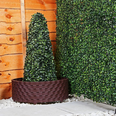 4 X Decorative Brown Faux Rattan Effect Garden Border - Plastic Garden ...