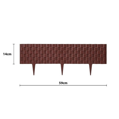 4 X Decorative Brown Faux Rattan Effect Garden Border - Plastic Garden ...