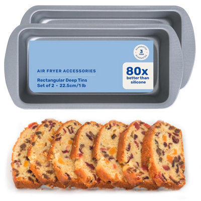 x Deep Non-Stick Rectangular Air Fryer Baking Tin for Baking