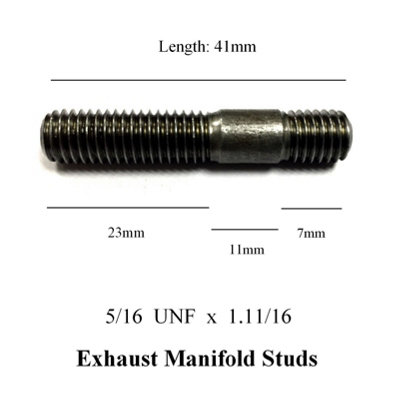 4 x Exhaust Inlet Manifold Studs 5/16 UNF x 1.11/16. Length: 41mm / 23mm - 11mm - 7mm