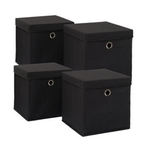 4 x Fabric Storage Boxes with Lid Foldable Square Organiser