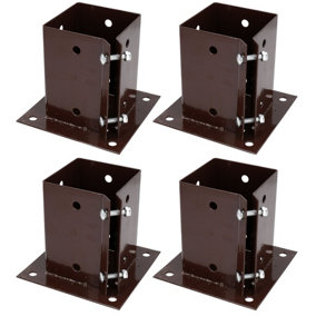 4 x Fence Post Decking Bolt Down Support Holder Clamp For Posts 100mm x 100mm