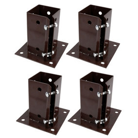 4 x Fence Post Decking Bolt Down Support Holder Clamp For Posts 75mm x 75mm