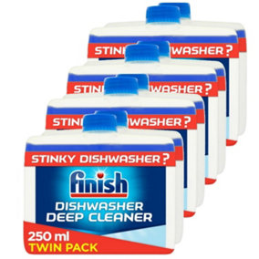 4 x Finish Dishwasher Cleaner Original Twin Removes Grease And Limescale 250ml