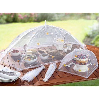 4 x Food Umbrella Set 1 Large and 3 Small Collapsible & Reusable Food Covers for Indoor or
