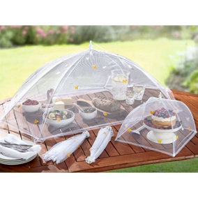 4 x Food Umbrella Set - 1 Large and 3 Small Collapsible & Reusable Food Covers for Indoor or Outdoor Dining, Parties & BBQ's