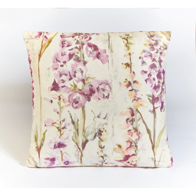 4 x Foxglove Summer Scatter Cushions - Square Filled Pillows for Home Garden Sofa, Chair, Bench, Seating Furniture - 43 x 43cm