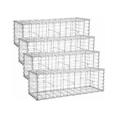 4 x Gabion Stone Wire dia 4mm Mesh size 10 x 5cm Galvanized 100 x 30 x 30cm GGB433 (4 x GGB133) - 3