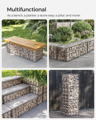 4 x Gabion Stone Wire dia 4mm Mesh size 10 x 5cm Galvanized 100 x 30 x 30cm GGB433 (4 x GGB133) - 5