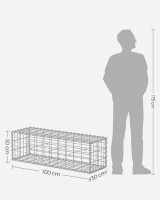 4 x Gabion Stone Wire dia 4mm Mesh size 10 x 5cm Galvanized 100 x 30 x 30cm GGB433 (4 x GGB133) - 7
