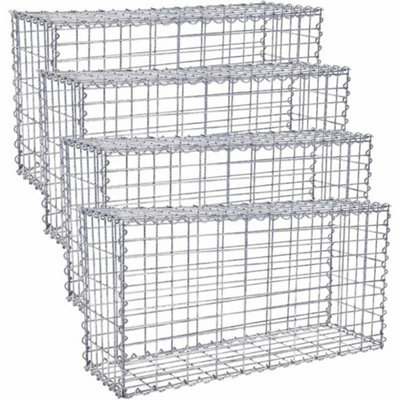 4 x Gabion Stone Wire dia 4mm Mesh size 10 x 5cm Galvanized 100 x 50 x 30cm GGB453 (4 x GGB153) - 4