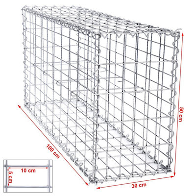 4 x Gabion Stone Wire dia 4mm Mesh size 10 x 5cm Galvanized 100 x 50 x 30cm GGB453 (4 x GGB153) - 5