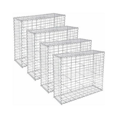 4 x Gabion Stone Wire dia 4mm Mesh size 10 x 5cm Galvanized 100 x 80 x 30cm GGB483 (4 x GGB183) - 3