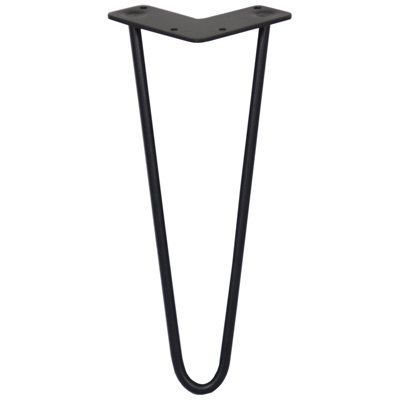 4 x Hairpin Leg 12 Black 2 Prong 10m DIY at B&Q
